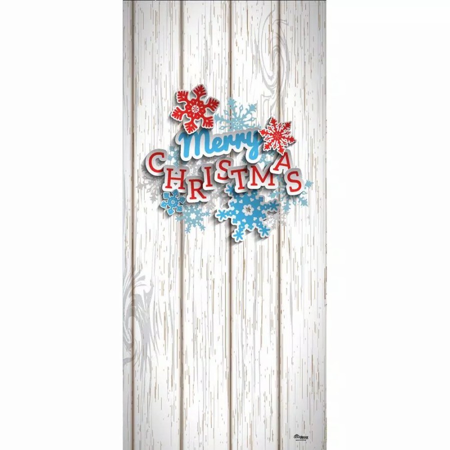 Outdoor Christmas Decorations * | My Door Decor 7 Ft. X 16 Ft. Red Truck Christmas-Christmas Garage Door Decor Mural For Double Car Garage