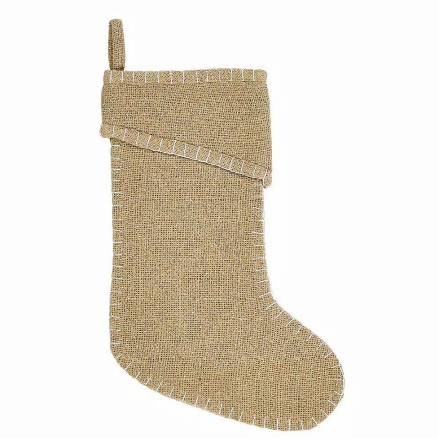 Indoor Christmas Decorations * | Vhc Brands 15 In. Cotton Natural Nowell Farmhouse Christmas Decor Stocking