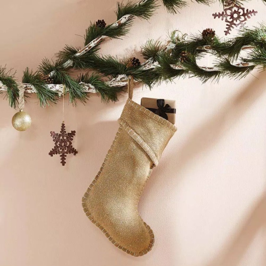 Indoor Christmas Decorations * | Vhc Brands 15 In. Cotton Natural Nowell Farmhouse Christmas Decor Stocking