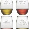 Kitchen & Dining Room * | Naughty Christmas Set Of 4 Stemless Wine Glasses 21Oz Home