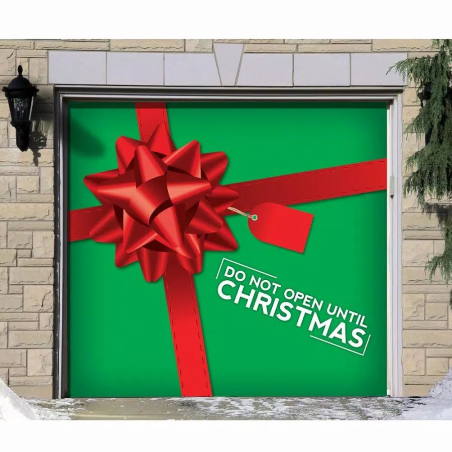 Outdoor Christmas Decorations * | My Door Decor 7 Ft. X 8 Ft. Don'T Open Until Christmas Garage Door Decor Mural For Single Car Garage