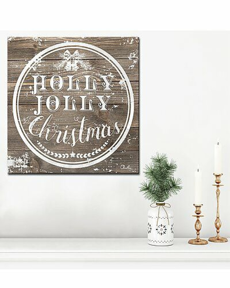 Mirrors & Wall Art * | Christmas Holly Jolly Wrapped Canvas Wall Art By Olivia Rose Home