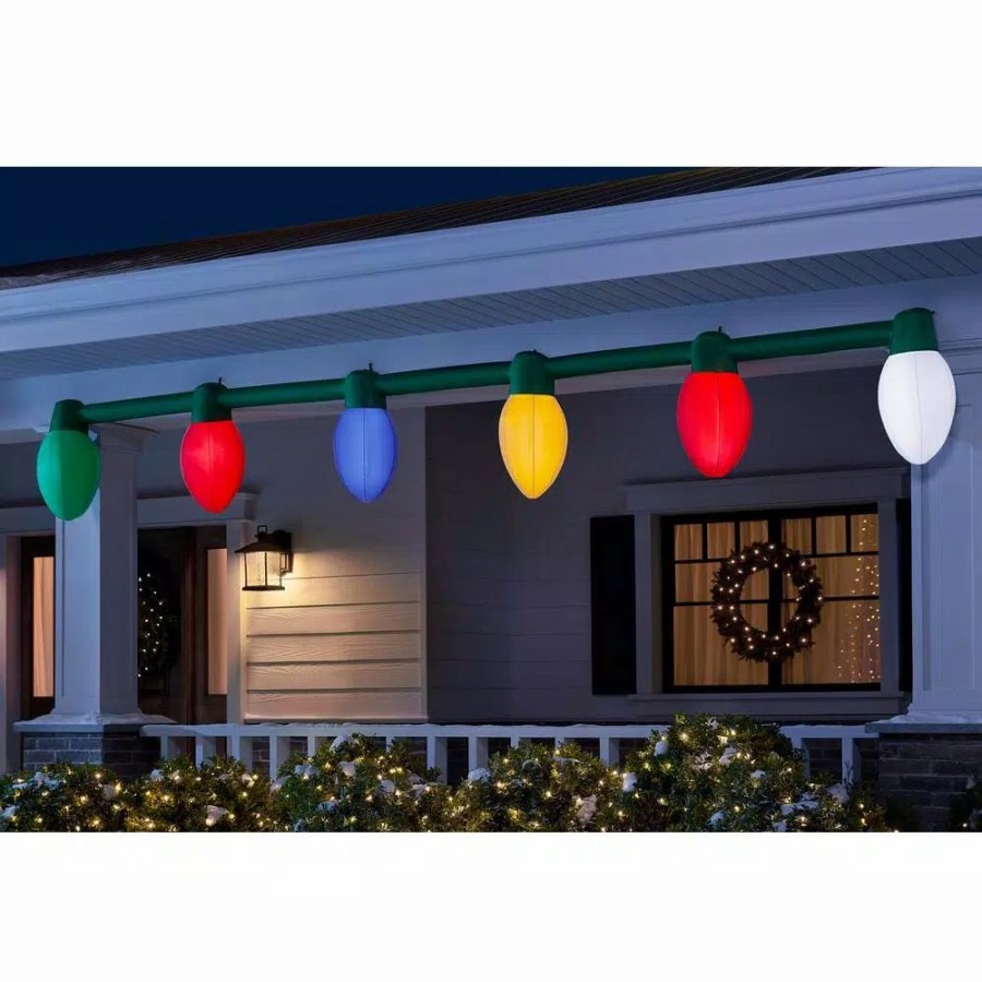 Outdoor Christmas Decorations * | Airblown 2 Ft. Inflatable 6 Ct. Multi Color Christmas Light Bulb String