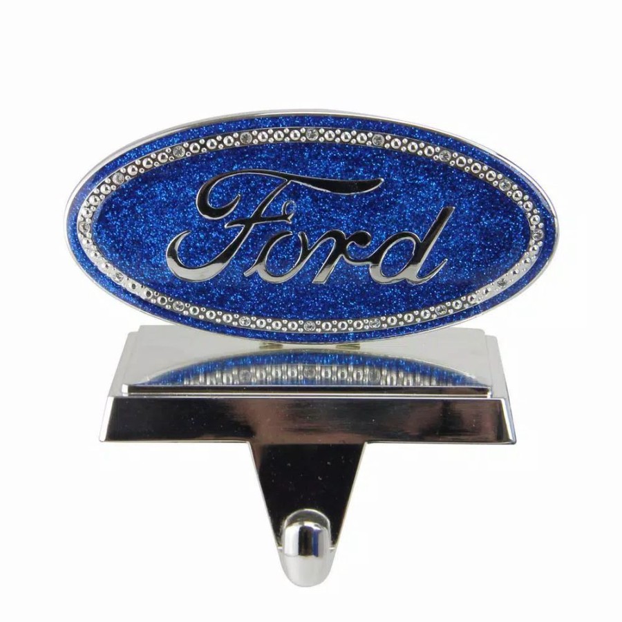 Indoor Christmas Decorations * | Northlight 3 In. Christmas Officially Licensed Iconic Ford Logo Silver Plated Weighted Stocking Holder