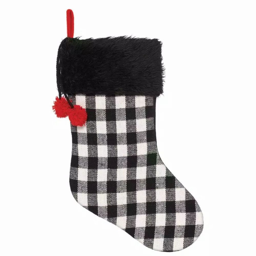 Indoor Christmas Decorations * | Amscan 18 In. Fabric Christmas Buffalo Plaid Deluxe Stockings (2-Pack)